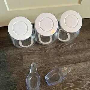 3 OXO Round Storage Containers with 2 scoops